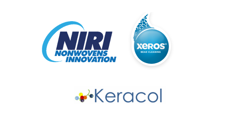 Three company logos: NIRI Nonwovens Innovation, Xeros Bead Cleaning and Keracol.