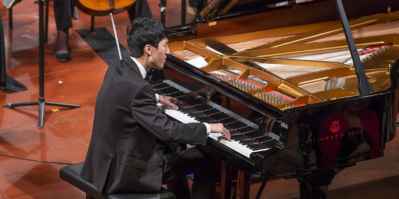 Eric Lu performs during the finals of the Leeds International Piano Competition at Leeds Town Hall on 15 September 2018