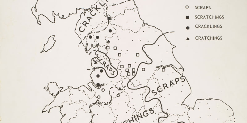 Completed draft phonological, morphological and syntactical maps produced for 'The Linguistic Atlas of England' (LAE): 'scraps', 1974-78