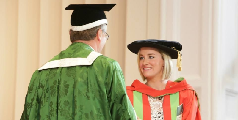 Claire Cashmore in a cap and gown receiving her honorary degree in 2013
