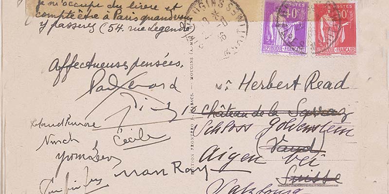 postcard from Paul Eluard and others to Herbert Read