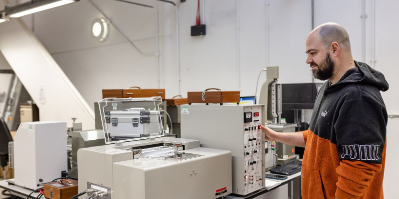 A researcher tests a garment