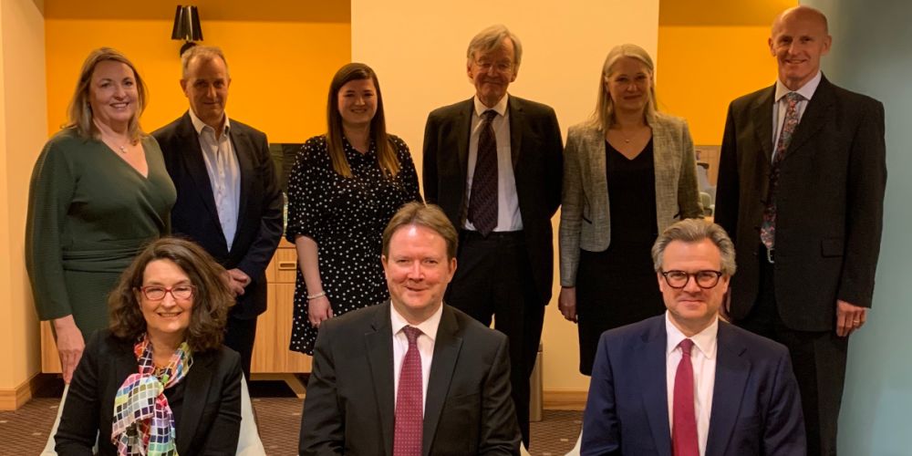 The Leeds BRC team including, front left to right; University of Leeds Vice-Chancellor Professor Simone Buitendijk; NIHR Leeds BRC Director Professor Philip Conaghan, and LTHT Medical Director Dr Phil Wood. On the back row, from left: Professor Anne-Maree Keenan; Professor David Jayne, Emma Tolson, Professor Phil Quirke; Professor Ann Morgan and Professor Mark Wilcox.