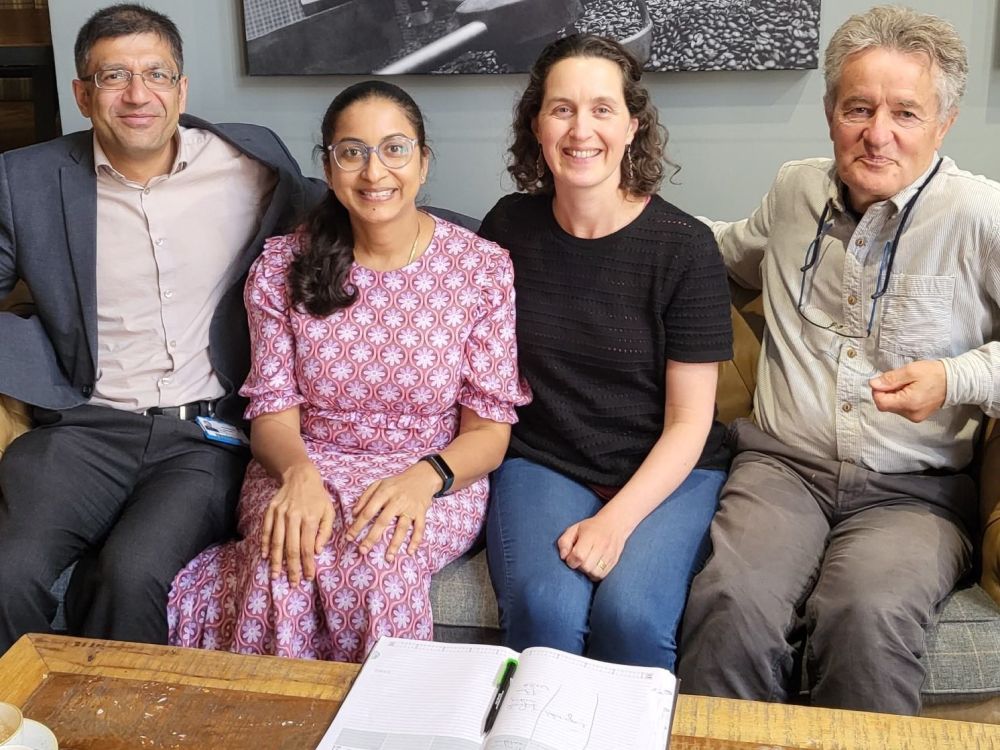 From left to right: Dr Vishal Aggarwal, Dr Aarthi Bhuvaraghan, Dr Rebecca King, and Professor John Walley