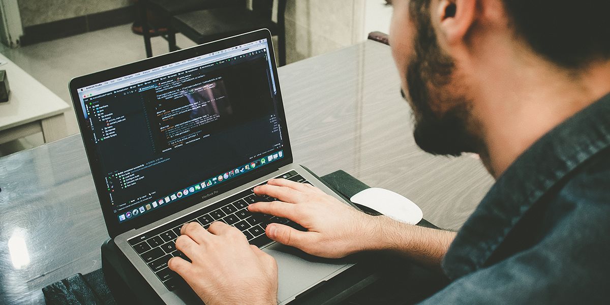 man working on a laptop