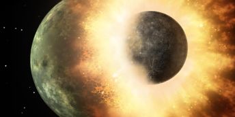 Artist's impression of a collision between the Moon and Earth