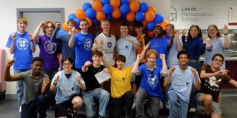 Students at Leeds Mathematics School celebrate together