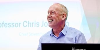 Professor Chris Johnson delivering his speech at the University of Leeds.