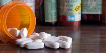 Opioid tablets on a table