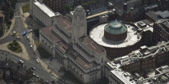 Image shows an aerial view of the Parkinson building