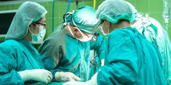 Operating theatre staff in scrubs