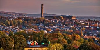 A view of houses and hills in Bradford