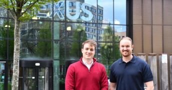Lyndon Timings-Thompson and James McBride are pictured outside Nexus on the University of Leeds campus
