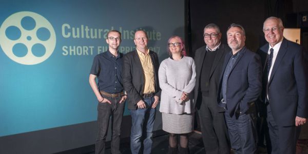 Film student Kyle Withington, Col Needham, Karen Emanuel, Paul Cooke, Stuart Clarke and Alan Langlands