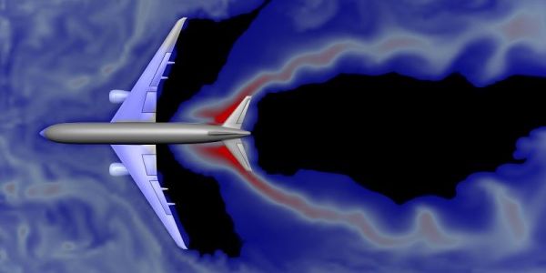 Graphic which shows the air flow around a moving areoplane