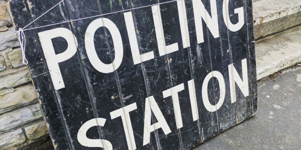 Polling station sign