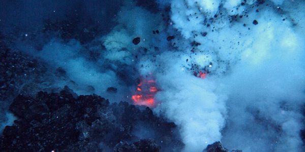 The West Mato volcano erupting underwater.