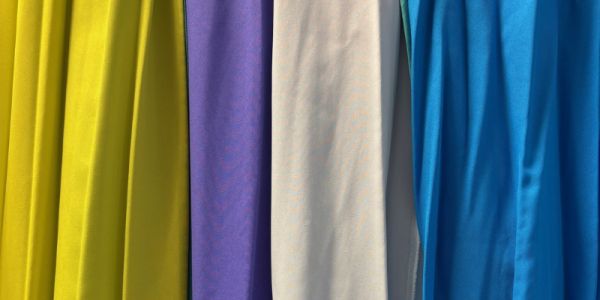 A range of dyed polyester fabric in different colours