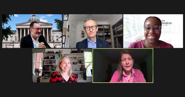 Screenshot of an online conference with five attendees