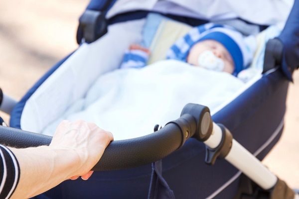 A baby in a pram