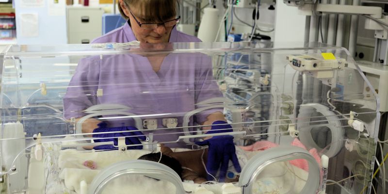 Baby in neonatal clinic