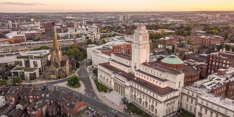 Aerial view of the parkinson Building and surrounding campus