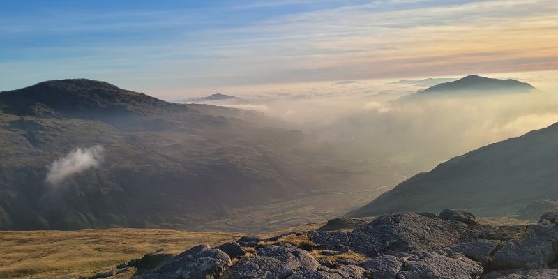 A view of the Duddon Valley shrouded in low cloud
