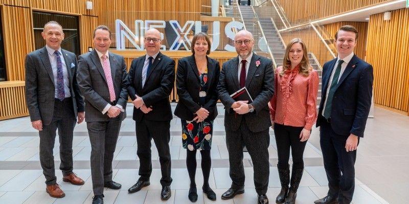 The four house of commons MPs with, Professor Shearer West, Professor Nick Plant and Dr Martin Stow.