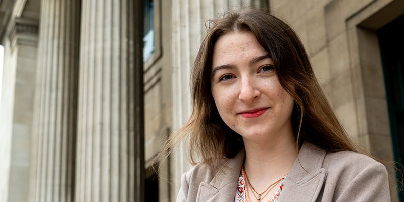 Mariia Dmtryk on the Parkinson steps