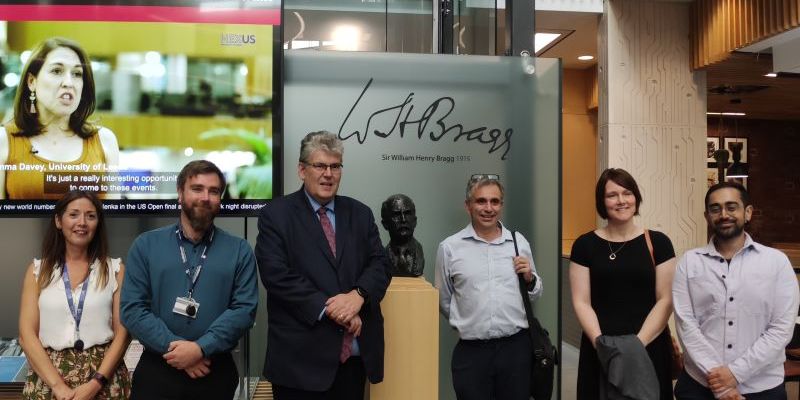 Prof Paul Monks, Chief Scientific Advisor to Department for Energy Security and Net Zero with representatives of University of Leeds