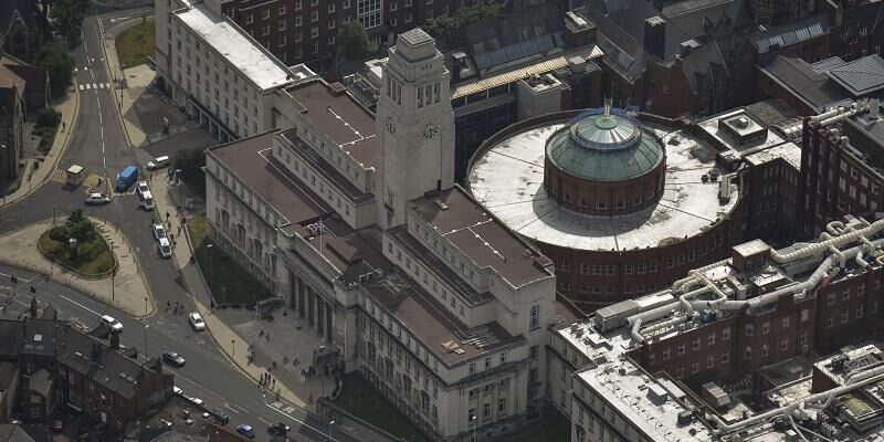 Image shows an aerial view of the Parkinson building