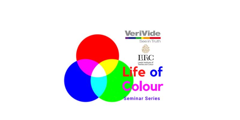 Logo of Verivide - see in truth. Logo of LITAC - Leeds Institute of Textiles and Colour. Logo of Life of Colour Seminar Series.