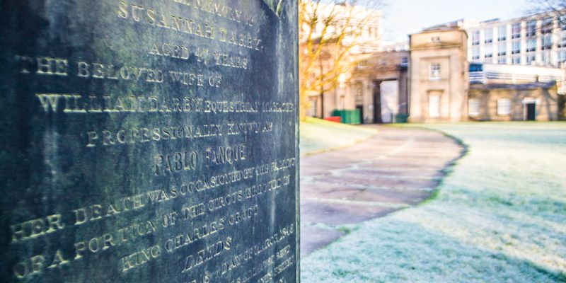 The headstone of circus owner Pablo Fanque's wife, in St George's Fields. Fanque is also buried there, along with one of his children