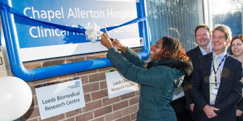Kadeena Cox cuts the ribbon at the Leeds Biomedical Research Centre