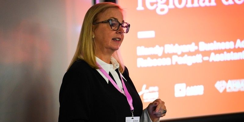 Mandy Ridyard presenting at the Enterprise Educators conference.