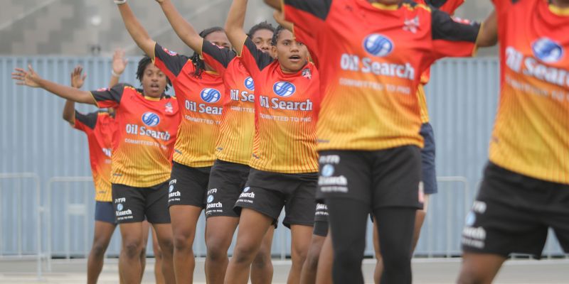 PNG Orchid players line up in a training drill