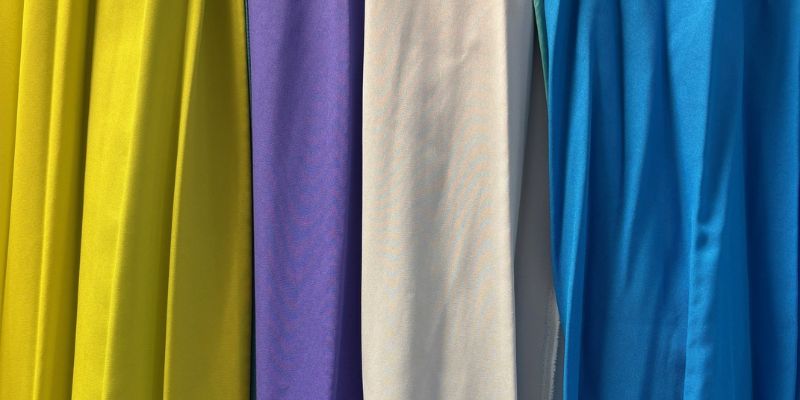 A range of dyed polyester fabric in different colours