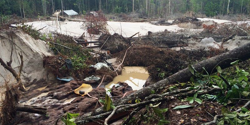 Initial forest loss at a gold mining site at Mahdia, Guyana