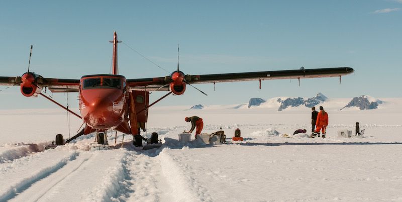 Plane on the ice in Antarctica