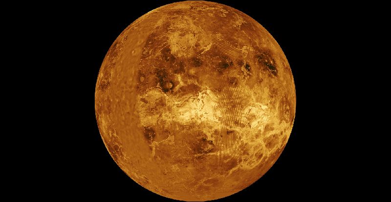 A computer enhanced image of the surface of Venus. 