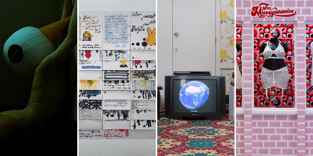 Work produced by finalists Astrid Butt, Sunny Wong, Suman Shams and Liv Hedges