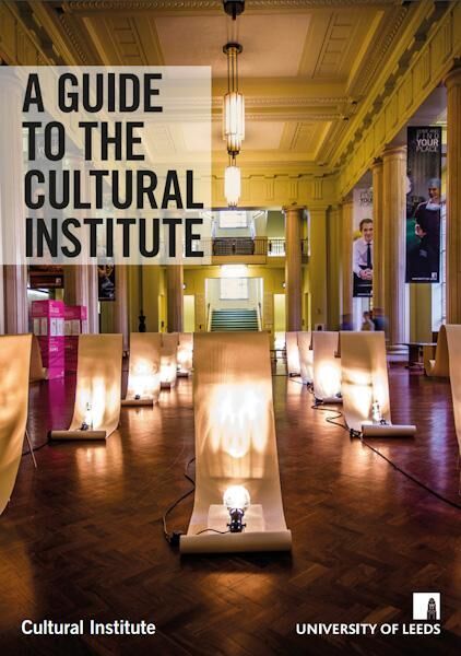 The cover of A Guide to the Cultural Institute PDF, with two blended images of the inside of the Parkinson Building