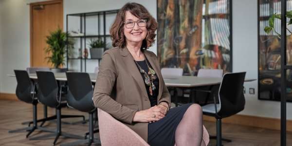 Leeds Vice-Chancellor Professor Simone Buitendijk sitting with her hands folded in her lap