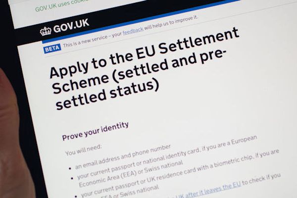The application page on the Government website showing how to apply for settled status in the UK as part of the EU Settlement Scheme.