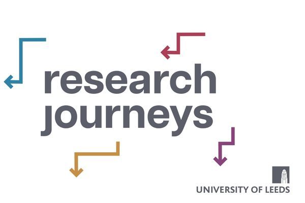 ext that says research journeys with arrows around it