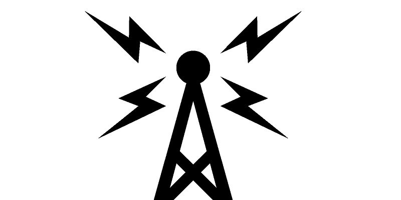 Graphic of an electricity pylon with 4 lightning bolts coming out of the top.