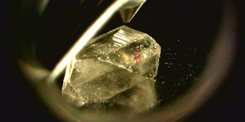An image of a crystal under analysis in the versatile x-ray spectroscopy facility