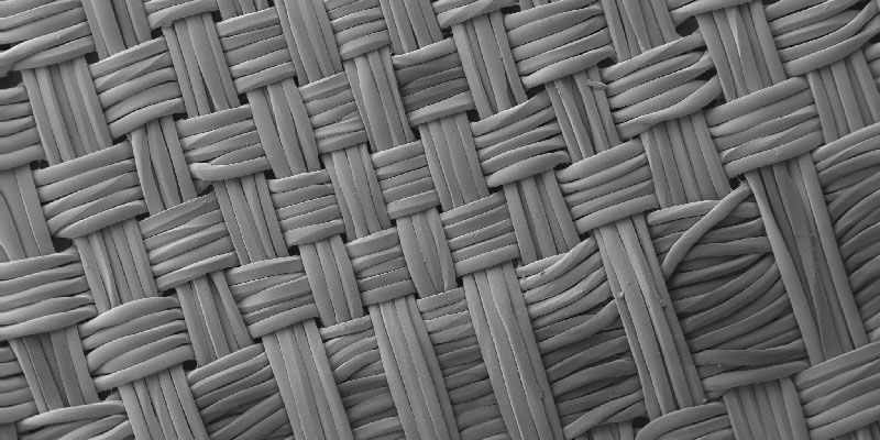 An electron microscope image of a woven material