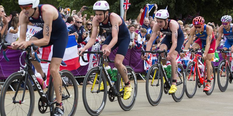 The Brownlee Brothers cycling at London 2012