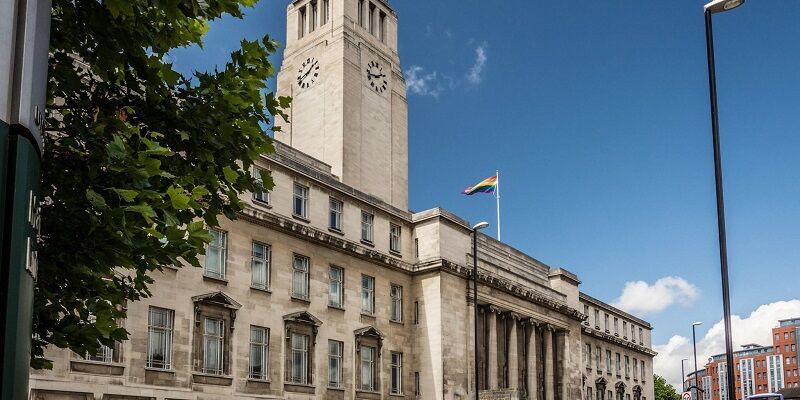 University of Leeds flying Pride flag